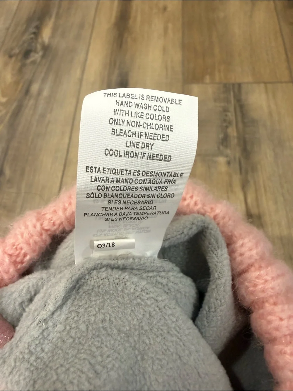 Girls Gray & Pink Bunny Rabbit Knit Winter Hat with Floppy Ears Wool Alpaca